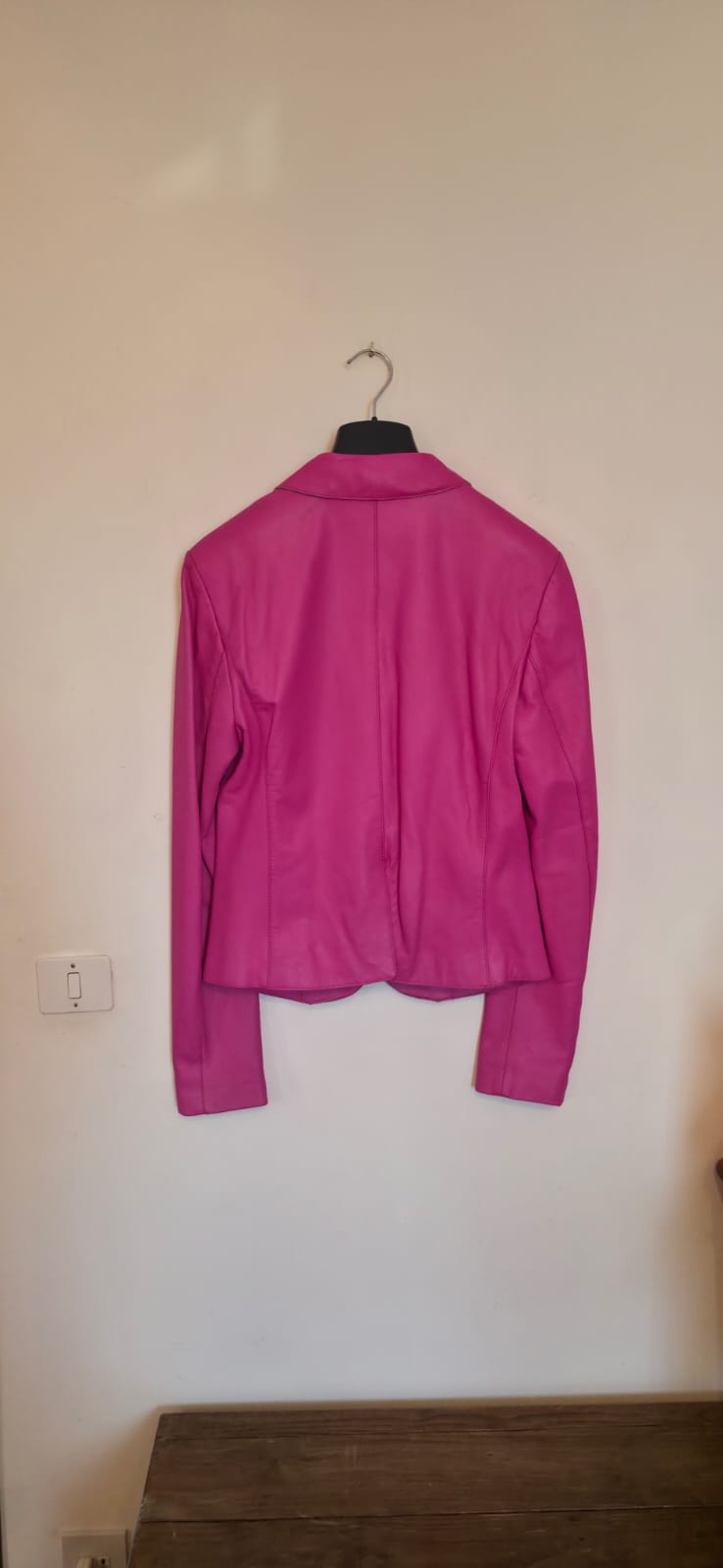 Giacca rosa scuro vera pelle nabuk Tg. 46.