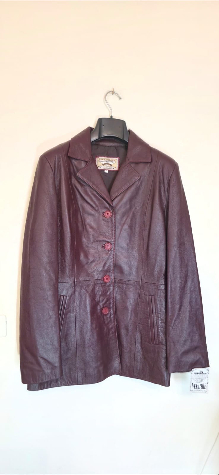 Giacca bordeaux vera pelle Tg. L.
