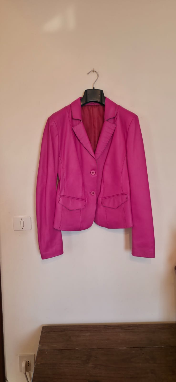 Giacca rosa scuro vera pelle nabuk Tg. 46.